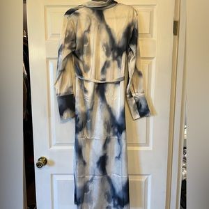 H&M blue watercolor button down maxi dress